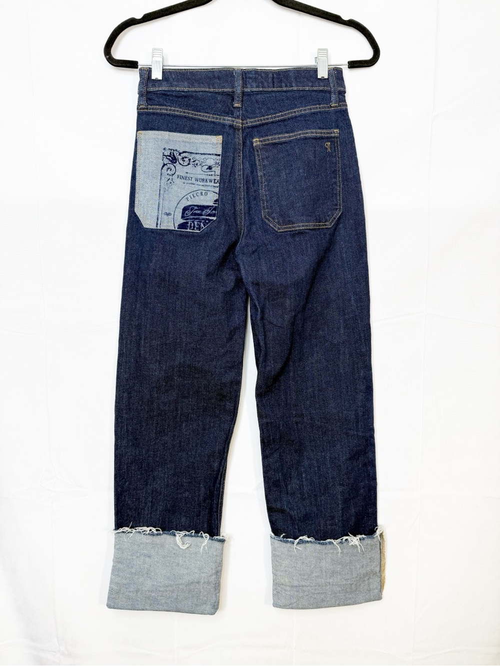 Pilcro X Anthropologie High Rise Cuffed Jeans Dark Wash Straight Wide Leg - Picture 4 of 16
